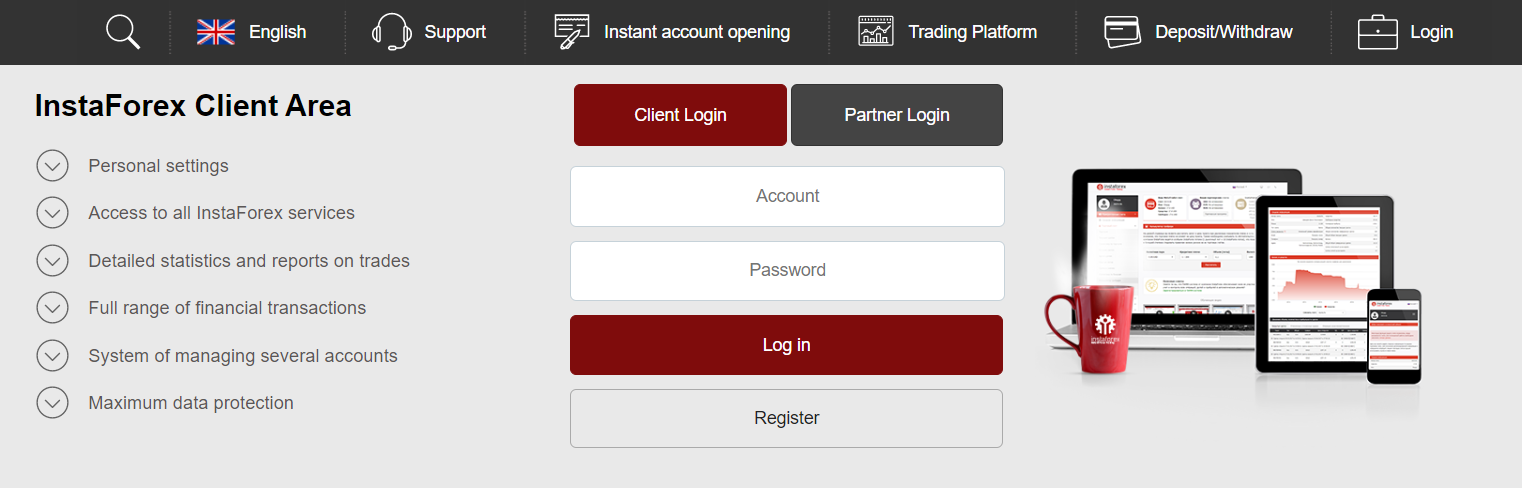 Личный кабинет InstaForex — обзор возможностей